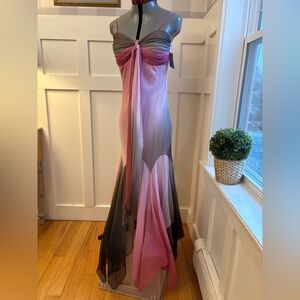 Shaina June Vintage Silk Pink and Brown Dress Size 8